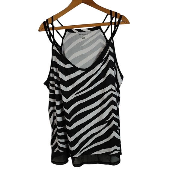 Lane Bryant Black and White Zebra Print Sleeveless Tank Top - Picture 1 of 9